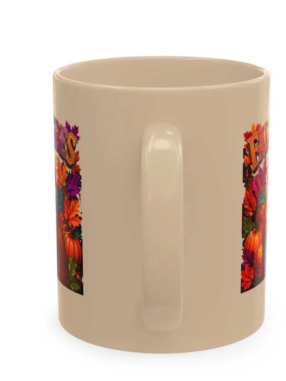 Fall Vibes Beige Ceramic Mug - Seasonal Graphic